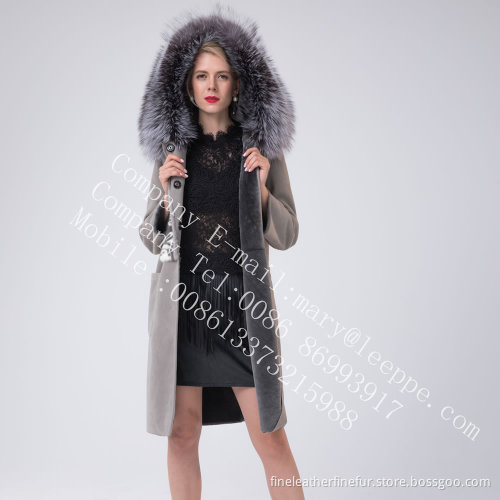 Hooded Spain Merino Shearling Coat For Women